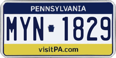 PA license plate MYN1829