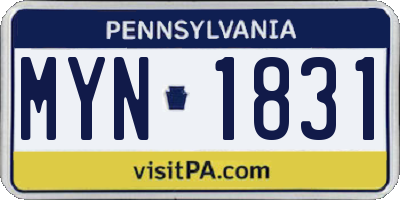 PA license plate MYN1831