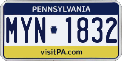 PA license plate MYN1832