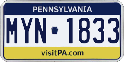 PA license plate MYN1833