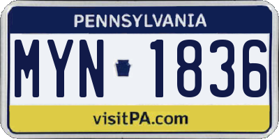 PA license plate MYN1836