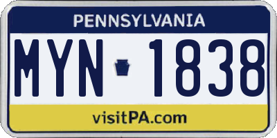 PA license plate MYN1838