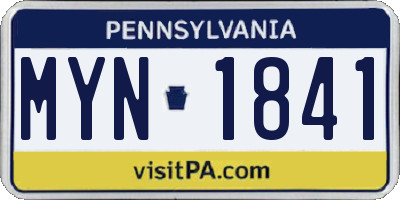 PA license plate MYN1841