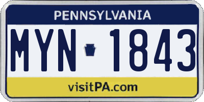 PA license plate MYN1843