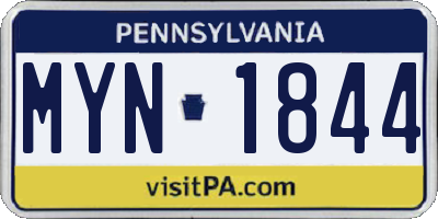 PA license plate MYN1844