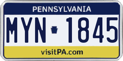 PA license plate MYN1845