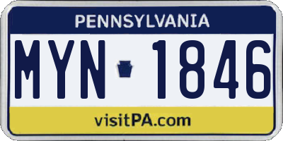 PA license plate MYN1846