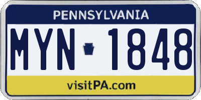 PA license plate MYN1848