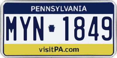 PA license plate MYN1849