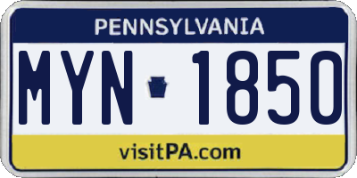 PA license plate MYN1850