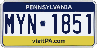 PA license plate MYN1851