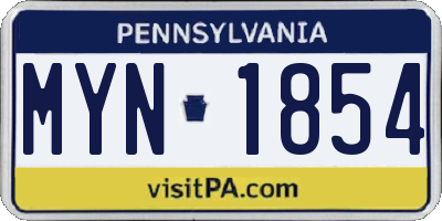 PA license plate MYN1854