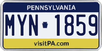 PA license plate MYN1859