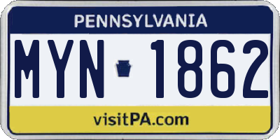 PA license plate MYN1862