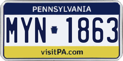 PA license plate MYN1863