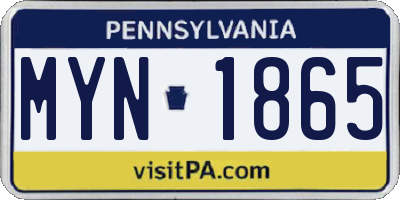 PA license plate MYN1865