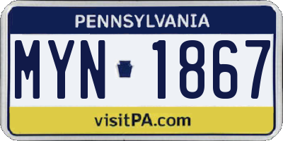 PA license plate MYN1867