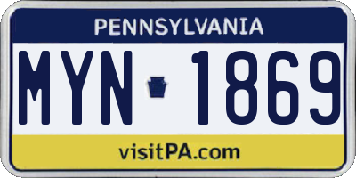 PA license plate MYN1869