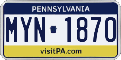 PA license plate MYN1870