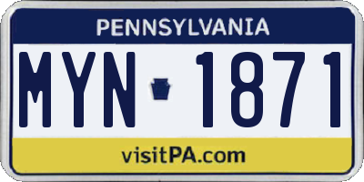 PA license plate MYN1871