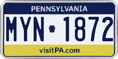 PA license plate MYN1872