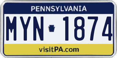 PA license plate MYN1874