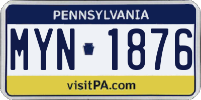PA license plate MYN1876