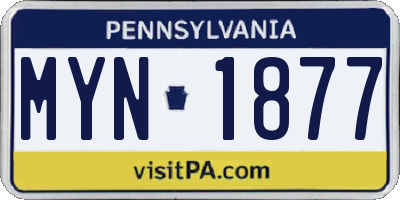 PA license plate MYN1877