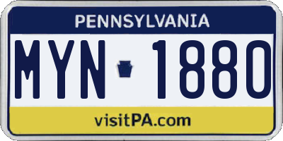 PA license plate MYN1880