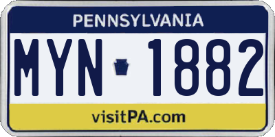 PA license plate MYN1882