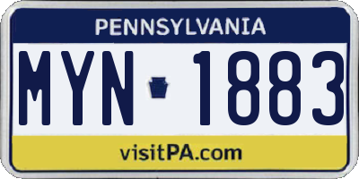 PA license plate MYN1883