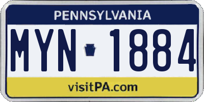 PA license plate MYN1884