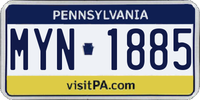 PA license plate MYN1885