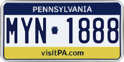PA license plate MYN1888