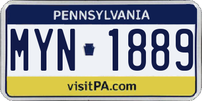 PA license plate MYN1889