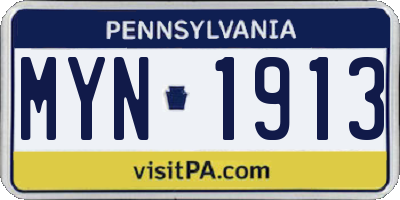 PA license plate MYN1913