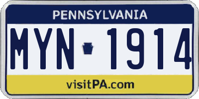 PA license plate MYN1914