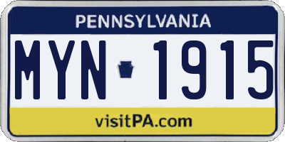 PA license plate MYN1915