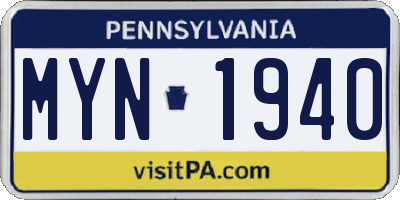 PA license plate MYN1940