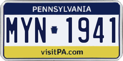 PA license plate MYN1941