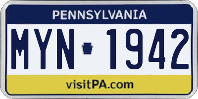 PA license plate MYN1942