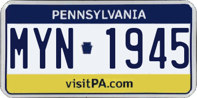 PA license plate MYN1945