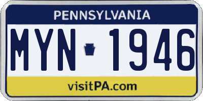 PA license plate MYN1946