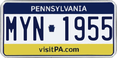 PA license plate MYN1955