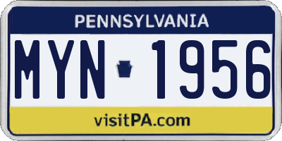 PA license plate MYN1956