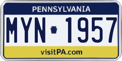 PA license plate MYN1957