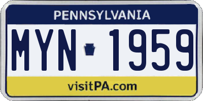PA license plate MYN1959