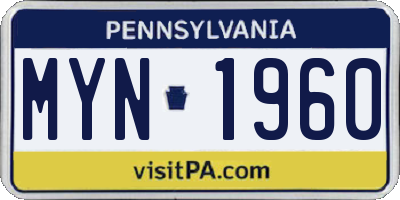 PA license plate MYN1960
