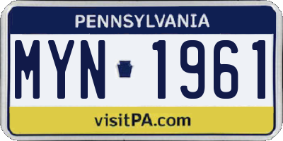 PA license plate MYN1961