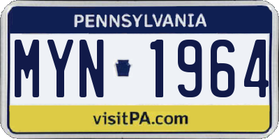 PA license plate MYN1964